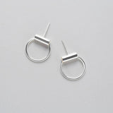 S925 Sterling Silver Round Stud Earrings Geometric Design