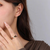 Sterling Silver Double-layer Hollow Clip Earrings Women Minimalist Earcuffs
