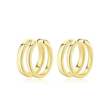 Sterling Silver Double-layer Hollow Clip Earrings Women Minimalist Earcuffs