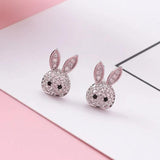 925 Silver Rabbit Earrings with Austrian Crystal