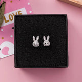 925 Silver Rabbit Earrings with Austrian Crystal