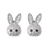 925 Silver Rabbit Earrings with Austrian Crystal