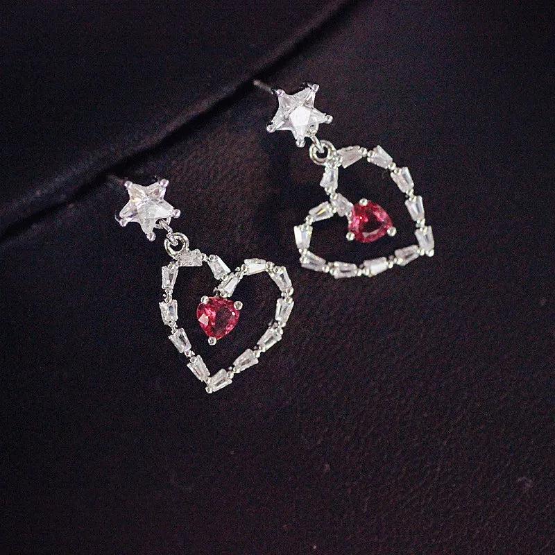 925 Sterling Silver Needle Sweet Earrings with Austrian Crystal