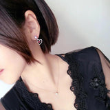 925 Sterling Silver Needle Sweet Earrings with Austrian Crystal