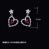 925 Sterling Silver Needle Sweet Earrings with Austrian Crystal