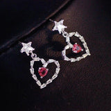 925 Sterling Silver Needle Sweet Earrings with Austrian Crystal
