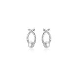 925 Silver Cross Pearl Stud Earrings Romantic Anniversary Gift