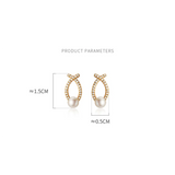 925 Silver Cross Pearl Stud Earrings Romantic Anniversary Gift