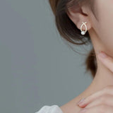 925 Silver Cross Pearl Stud Earrings Romantic Anniversary Gift