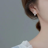 925 Silver Cross Pearl Stud Earrings Romantic Anniversary Gift