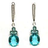 Lovely Drop Pink Tourmaline Tanzanite Aquamarine Silver Earrings