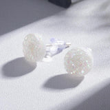 925 Silver Crystal Stud Earrings Druzy Quartz Agate Unique Gift
