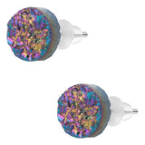 925 Silver Crystal Stud Earrings Druzy Quartz Agate Unique Gift
