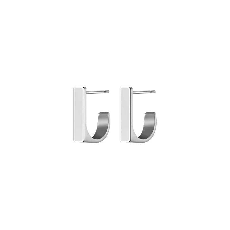 925 Silver Square Enamel Stud Earrings for Women Plated Jewelry