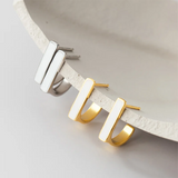 925 Silver Square Enamel Stud Earrings for Women Plated Jewelry