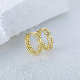 925 Silver Hip-hop Zircon Hoop Earrings For Women Wedding Jewelry