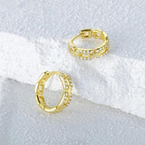 925 Silver Hip-hop Zircon Hoop Earrings For Women Wedding Jewelry