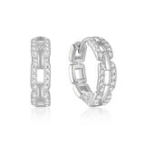 925 Silver Hip-hop Zircon Hoop Earrings For Women Wedding Jewelry
