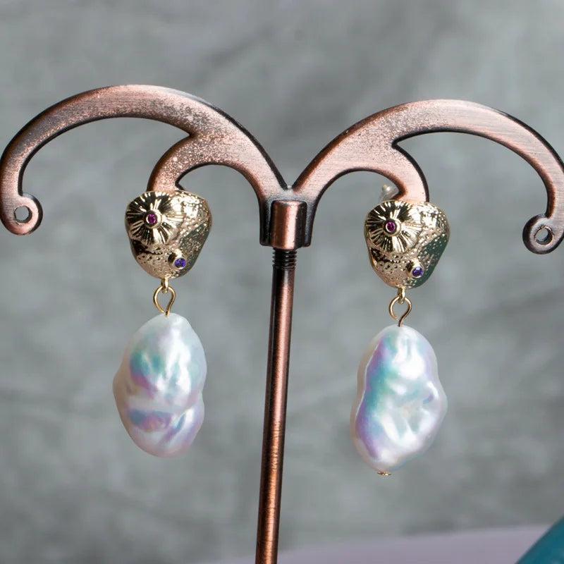 Baroque Keshi Pearl Earrings 14K Filled Hook