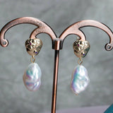 Baroque Keshi Pearl Earrings 14K Filled Hook
