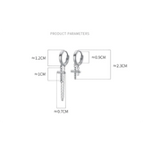 925 Silver Punk Cuban Link Cross Huggie Earrings