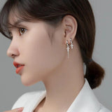 925 Silver Punk Cuban Link Cross Huggie Earrings
