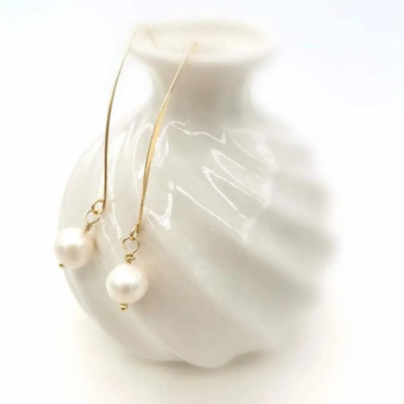 Freshwater Pearl Dangle Earrings 14K Filled Hand Classic Earrings