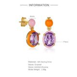 925 Silver Egg-Shaped Zircon Enamel Earrings