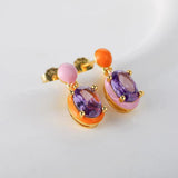 925 Silver Egg-Shaped Zircon Enamel Earrings