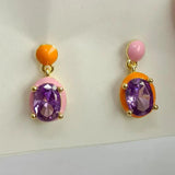 925 Silver Egg-Shaped Zircon Enamel Earrings