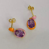 925 Silver Egg-Shaped Zircon Enamel Earrings
