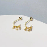 925 Silver Earring Mini Zircon C-Shaped Stud Earring