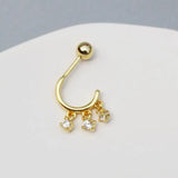 925 Silver Earring Mini Zircon C-Shaped Stud Earring