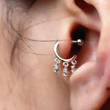 925 Silver Earring Mini Zircon C-Shaped Stud Earring