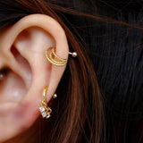 925 Silver Earring Mini Zircon C-Shaped Stud Earring