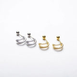 925 Silver Earring Mini Zircon C-Shaped Stud Earring
