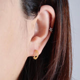 925 Silver Earring Mini Zircon C-Shaped Stud Earring