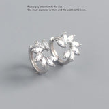 925 Silver Zircon Petal Flower Earring Sweet Women Jewelry