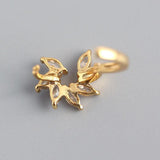 925 Silver Zircon Petal Flower Earring Sweet Women Jewelry