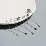 925 Silver Zircon Star Snake Lightning Chain Tassel Earrings