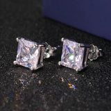 CellaCity Classic Sterling Silver 925 Earrings 7x7mm Zircon Engagement Wedding