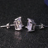 CellaCity Classic Sterling Silver 925 Earrings 7x7mm Zircon Engagement Wedding