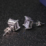 CellaCity Classic Sterling Silver 925 Earrings 7x7mm Zircon Engagement Wedding