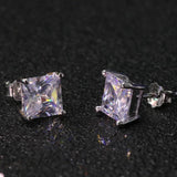 CellaCity Classic Sterling Silver 925 Earrings 7x7mm Zircon Engagement Wedding