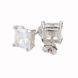 CellaCity Classic Sterling Silver 925 Earrings 7x7mm Zircon Engagement Wedding