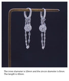 925 Silver Earring Crystal Ball Zircon Pearl Tassel Chain Ear Ring