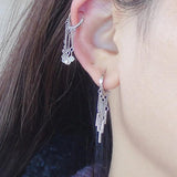 925 Silver Earring Crystal Ball Zircon Pearl Tassel Chain Ear Ring