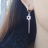 925 Silver Earring Crystal Ball Zircon Pearl Tassel Chain Ear Ring