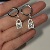 925 Silver Geometric Chain Tassel Earring Lock Drop Ray Cross French Style