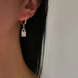 925 Silver Geometric Chain Tassel Earring Lock Drop Ray Cross French Style